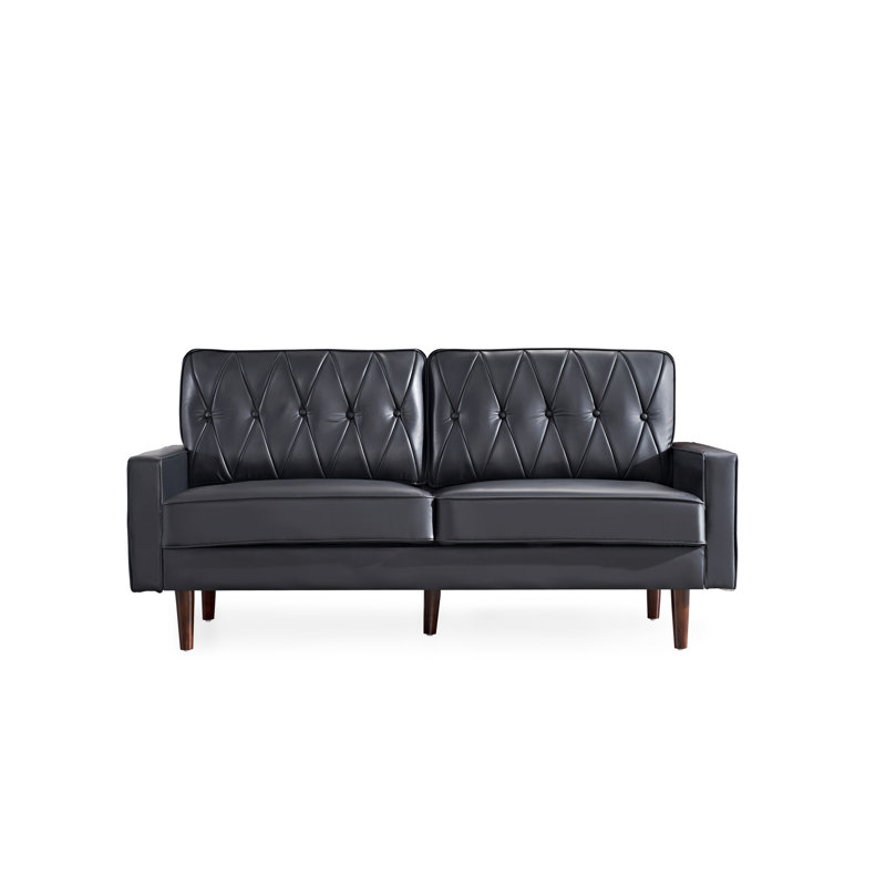 Corrigan Studio® Faux Leather Tufted Cushion Sofa Wayfair